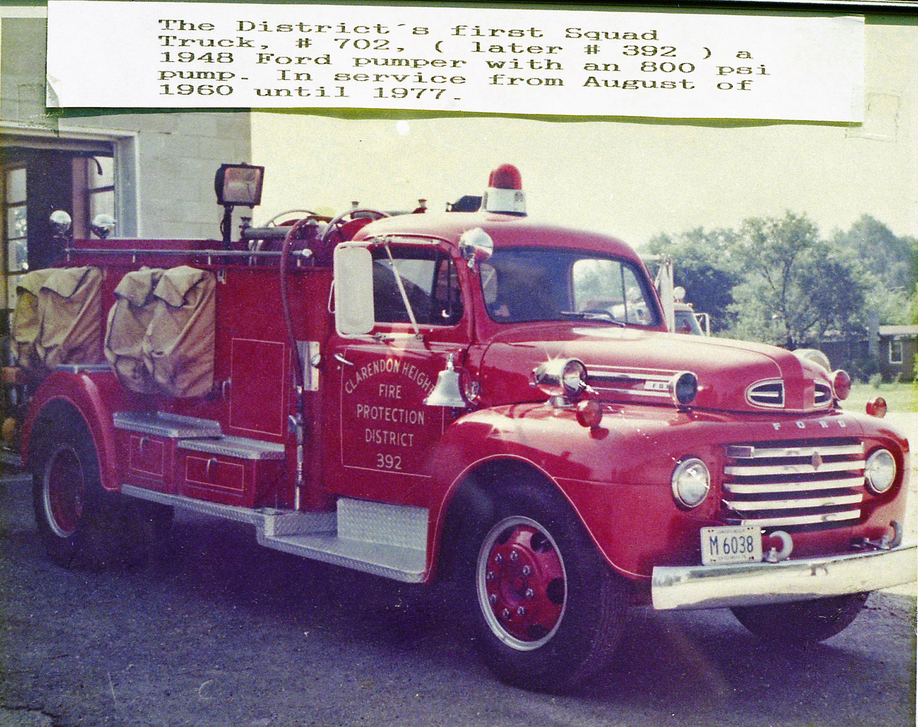 CLARENDON HEIGHTS SQUAD 392 1948 FORD - JOHN BEAN FIRST SQUAD TRUCK